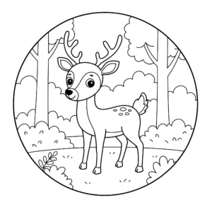 coloriage Un cerf dans la forêt a dessiner en ligne