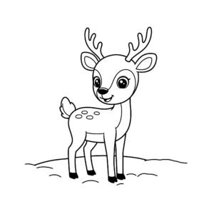 coloriage Un cerf dans la neige a imprimer pour enfant de 4 ans