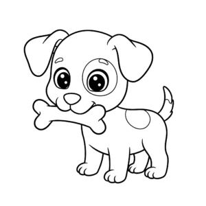 coloriage Un chiot avec un os en ligne