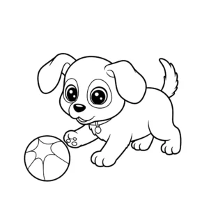 coloriage Un chiot jouant avec une balle pour enfant de 8 ans