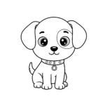 coloriage Un chiot portant un collier en ligne pour enfant