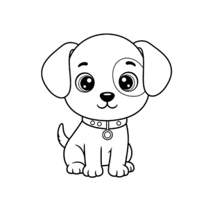 coloriage Un chiot portant un collier en ligne pour enfant