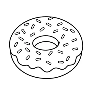 coloriage Un donut classique avec des vermicelles et dessins