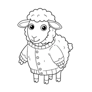coloriage Un mouton avec un pull en laine et découpage à imprimer
