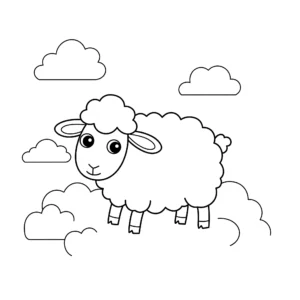 coloriage Un mouton dans les nuages pour enfant a imprimer gratuit