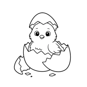 coloriage Un poussin dans sa coquille à imprimer pour enfant de 4 ans