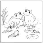 coloriage Une famille de grenouilles a imprimer