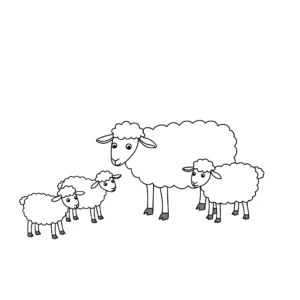 coloriage Une famille de moutons a dessiner en ligne