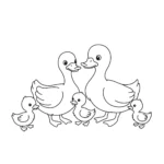 coloriage Une famille de canards et dessins