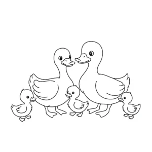 coloriage Une famille de canards et dessins