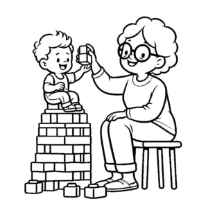coloriage fete des grand meres à imprimer pour enfant de 4 ans