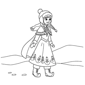 coloriage Anna à imprimer pour enfant de 3 ans