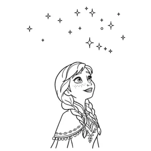 coloriage Anna à imprimer kawaii