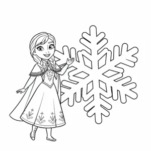 coloriage Anna et un flocon de neige à imprimer pour enfant de 10 ans