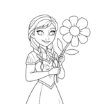 imprimer coloriage Anna et une fleur pour enfant