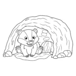 coloriage Blaireau dans sa tanière de pour enfants