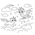coloriage Chat Licorne à imprimer pour enfant de 2 ans