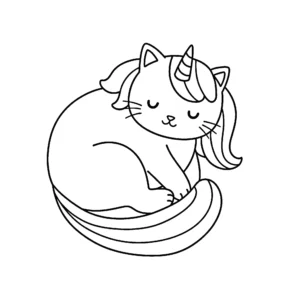coloriage Chat Licorne gratuit pour enfants