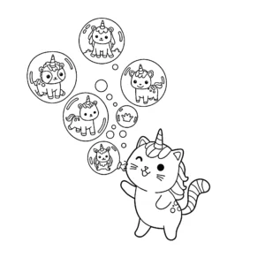 coloriage Chat Licorne et decoupage