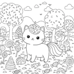 imprimer coloriage Chat Licorne gratuit