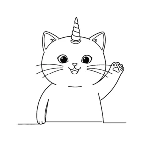 coloriage Chat Licorne à imprimer kawaii