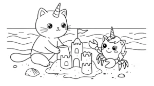 coloriage Chat Licorne à imprimer gratuitement