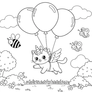 coloriage Chat Licorne pour enfant gratuit