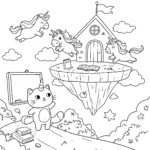 coloriage Chat Licorne pour enfants a imprimer