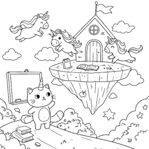 coloriage Chat Licorne pour enfants a imprimer