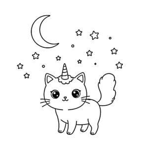 coloriage Chat Licorne et decoupage a imprimer gratuit