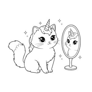 coloriage Chat Licorne à imprimer pdf