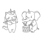 coloriage Chat Licorne pour enfant de 2 ans