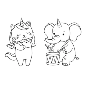 coloriage Chat Licorne pour enfant de 2 ans