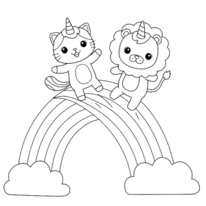 coloriage Chat Licorne et decoupage