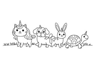 coloriage Chat Licorne à imprimer kawaii