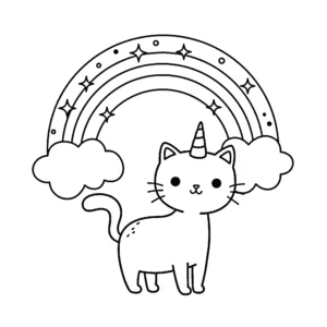 coloriage Chat Licorne a colorier en ligne