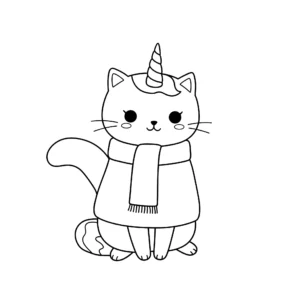 imprimer coloriage Chat Licorne gratuit