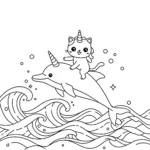 coloriage Chat Licorne de pour enfants