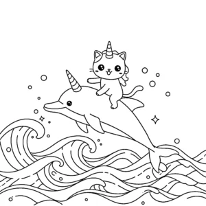 coloriage Chat Licorne de pour enfants