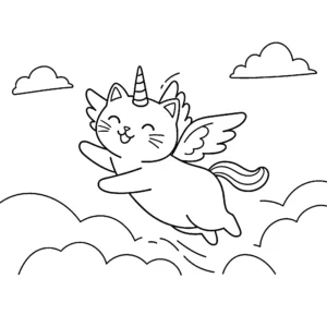 coloriage Chat Licorne pour enfant gratuit