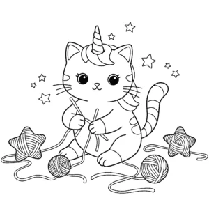 coloriage Chat Licorne et decoupage