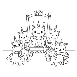 coloriage Chat Licorne à imprimer pdf gratuit