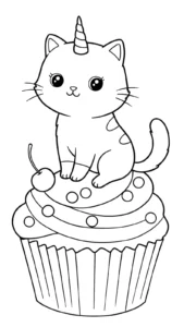 coloriage Chat Licorne pour enfant de 3 ans
