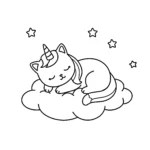coloriage Chat Licorne à imprimer pour enfant de 8 ans