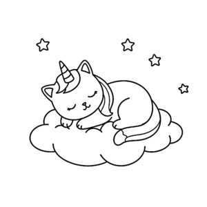 coloriage Chat Licorne à imprimer pour enfant de 8 ans