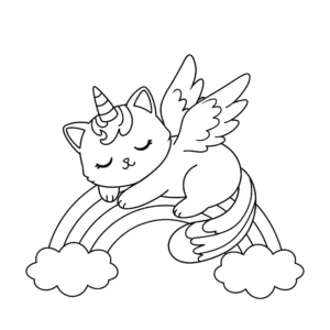 coloriage Chat Licorne pour enfant de 3 ans