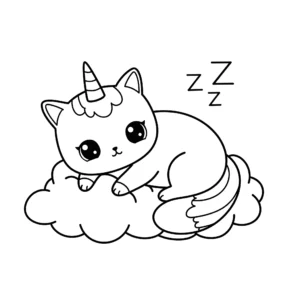 coloriage Chat Licorne pour enfant