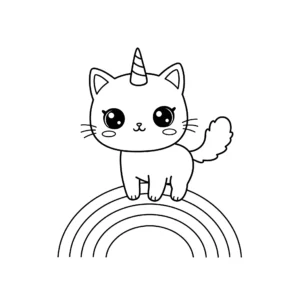 coloriage Chat Licorne pour enfant de 5 ans