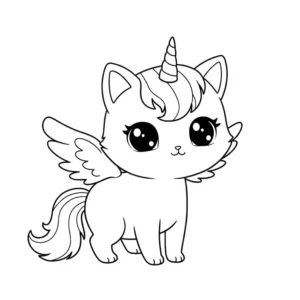 coloriage Chat Licorne pour enfants a imprimer gratuit