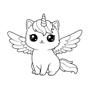 coloriage Chat Licorne pour enfants à imprimer